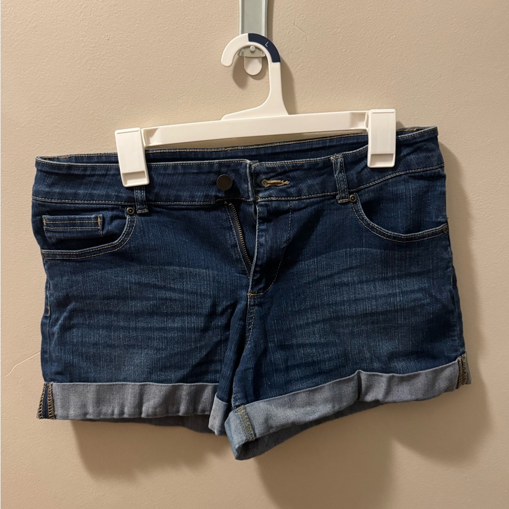 New York & Company Blue Jean Shorts with Cuffed Hem